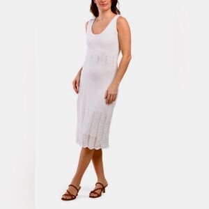 Brand New! Elie Tahari Scoop Neck Sky White Scalloped Crochet Dress
